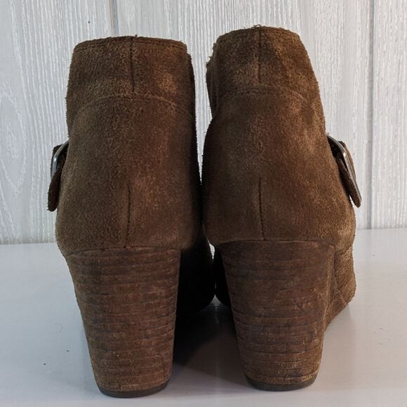 Lucky Brand Sumarah Wedge Ankle Boots Suede Leather Booties SZ 9B EUC - Picture 6 of 8